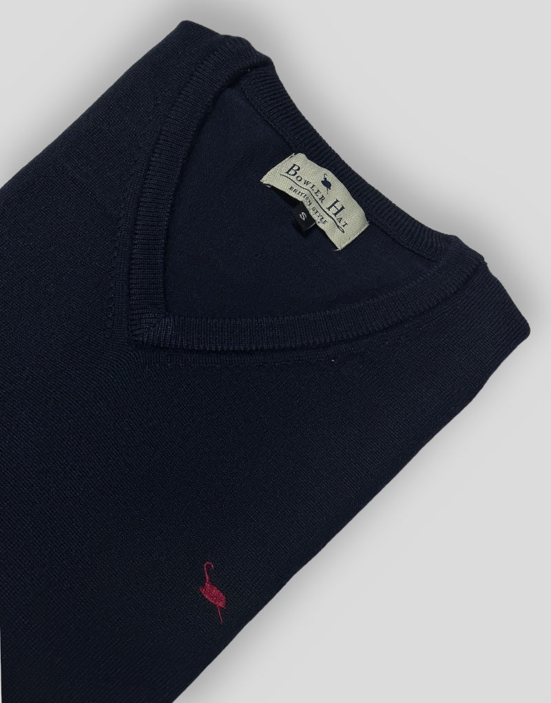 Jersey azul marino merino pico - Imagen 6