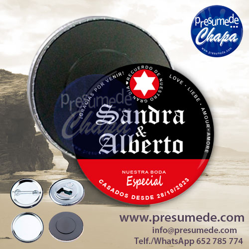 Imanes para boda «GRACIAS POR ACOMPAÑARNOS», «ESTRELLA GALICIA»